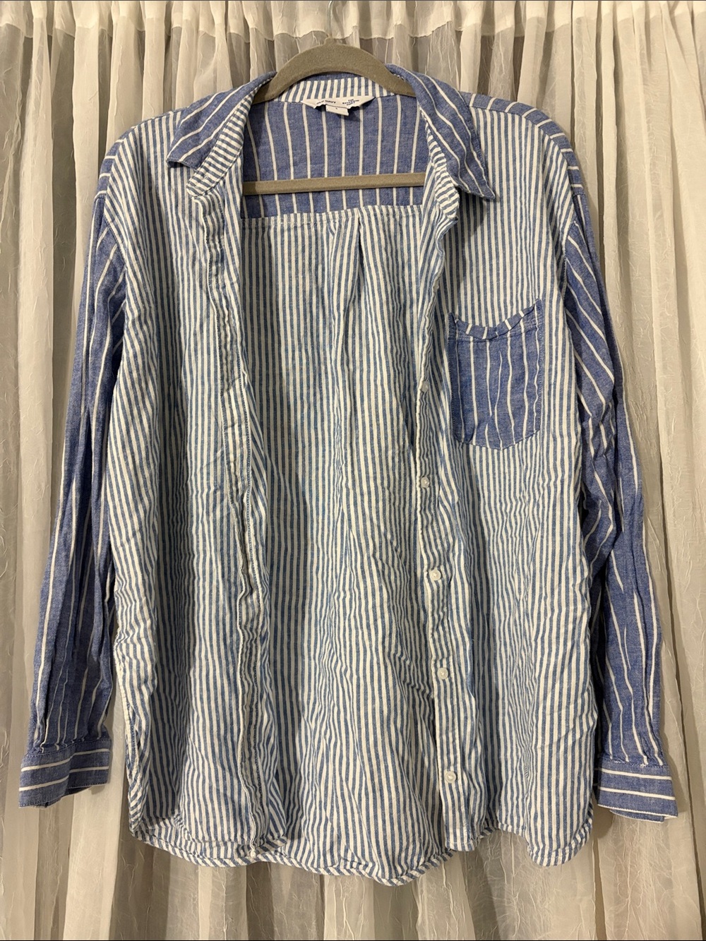 Women’s Casual Blue & White Striped Button-Down Shirt